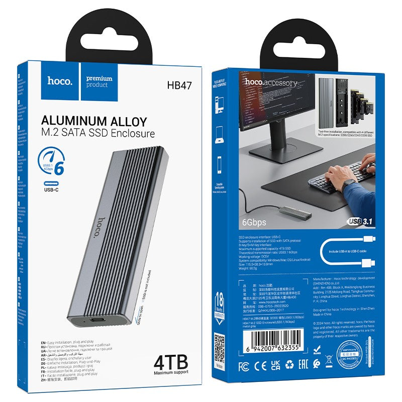 Kietojo disko korpusas Hoco HB47 M.2 SSD Enclosure USB3.1/6Gbps