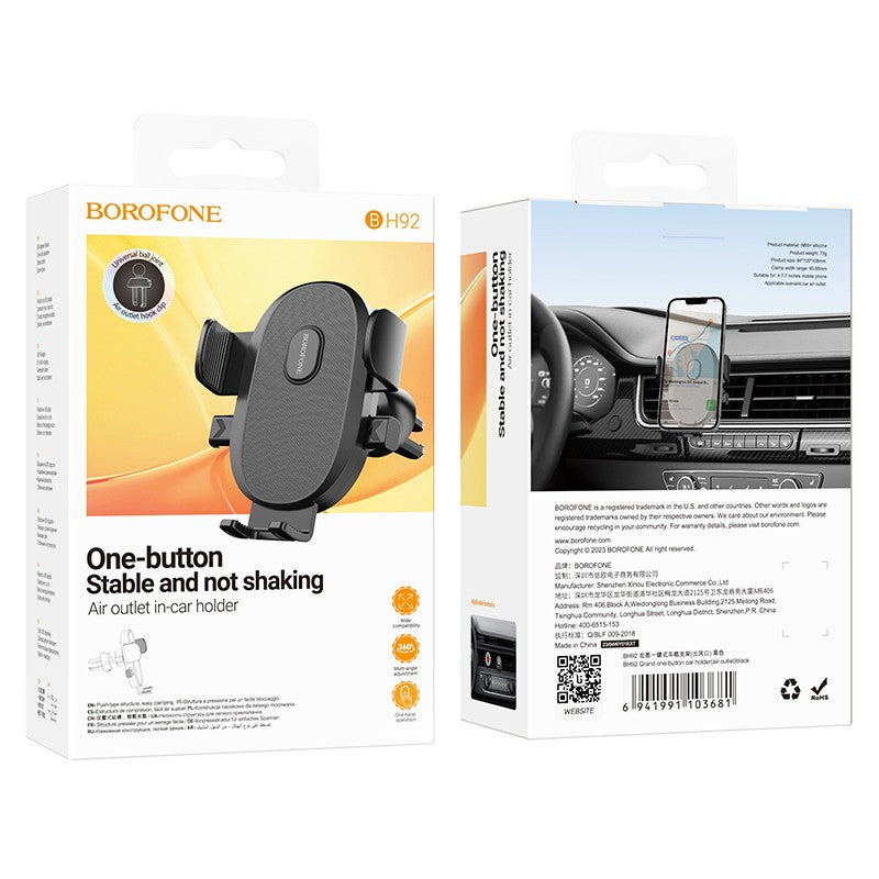 Automobilinis telefono laikiklis Borofone BH92 (air vent) juodas