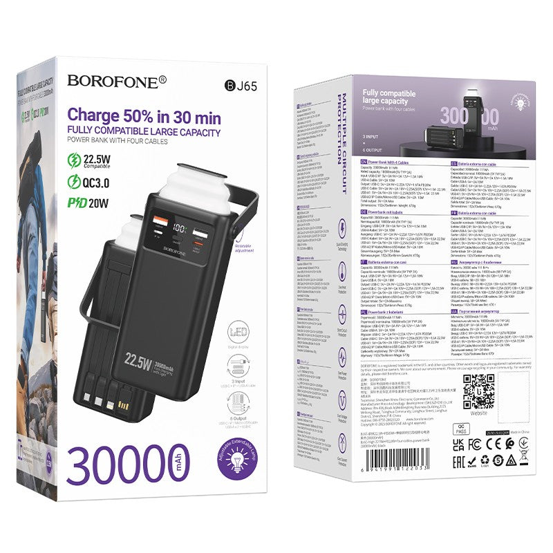 Išorinė baterija Power Bank Borofone BJ65 22.5W 30000mAh juoda