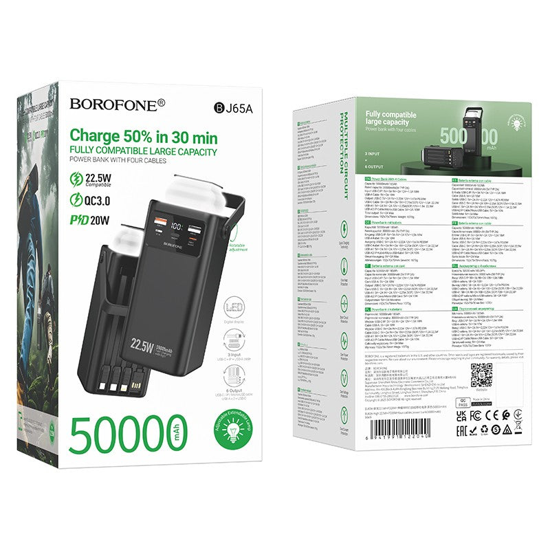 Išorinė baterija Power Bank Borofone BJ65A 22.5W 50000mAh juoda