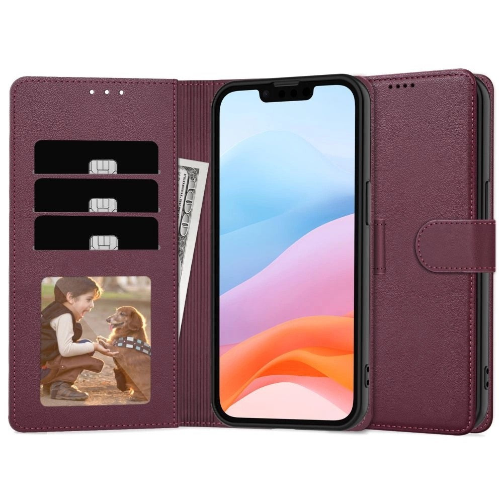 Dėklas Fancy Wallet Samsung A546 A54 5G tamsiai raudonas