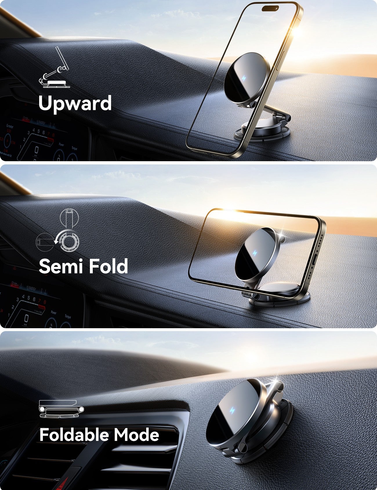 Automobilinis laikiklis-įkroviklis Joyroom JR-ZS408 (dashboard) 15W juodas