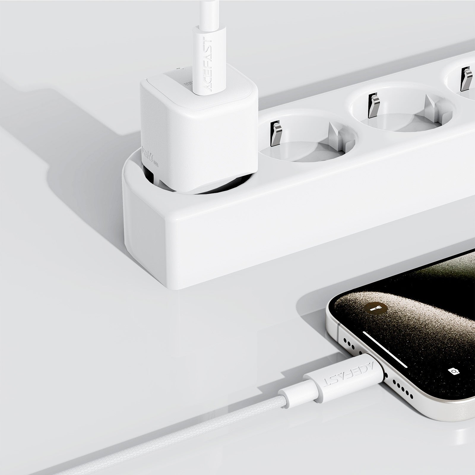 USB kabelis Acefast C18-03 60W USB-C to USB-C 1.2m baltas