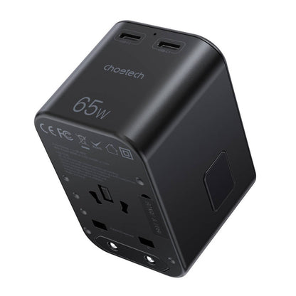 Universalus kelioninis įkroviklis Choetech PD5009 65W 2xUSB-C/USB-A juodas
