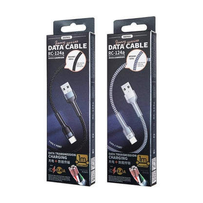 USB kabelis Remax RC-124a USB-A to USB-C 1.0m juodas
