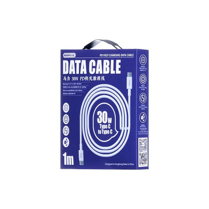 USB kabelis Remax RC-C021 USB-C to USB-C 30W 1.0m baltas