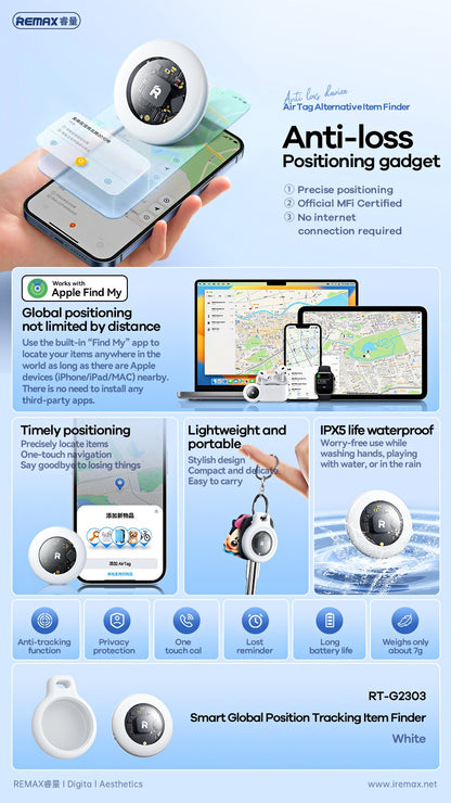 Daiktų ieškiklis Remax RT-G2303 Anti-Lost Device baltas