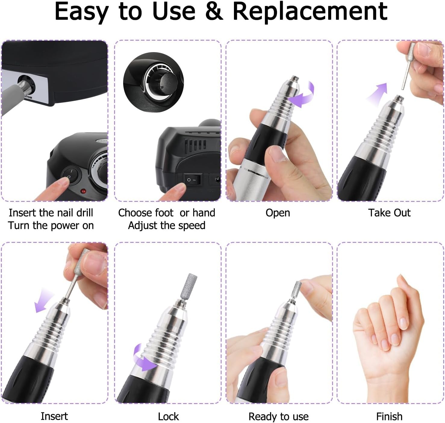 Nagų freza Reach Nails juoda