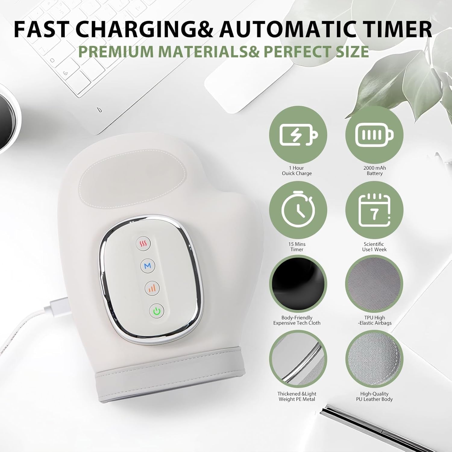 Rankų ir riešų masažuoklis Reach Smart Hand Massager pilkas