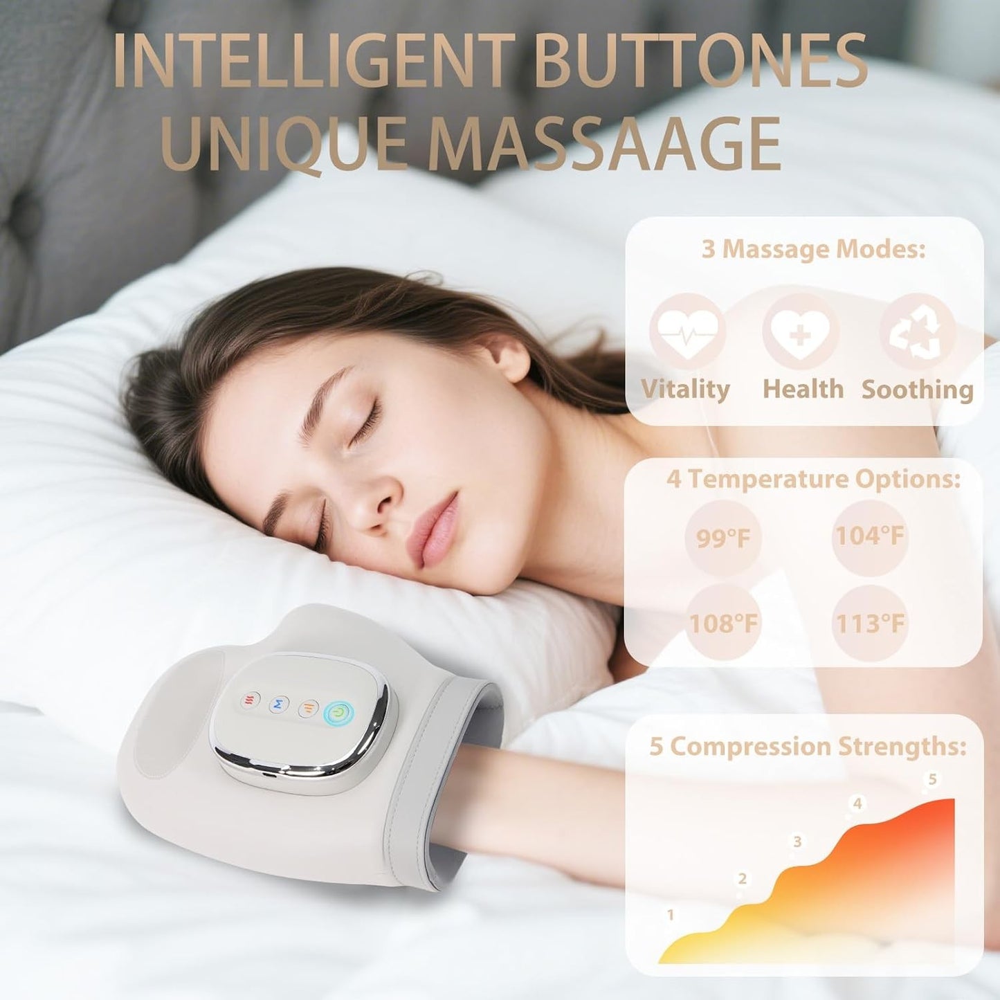 Rankų ir riešų masažuoklis Reach Smart Hand Massager pilkas