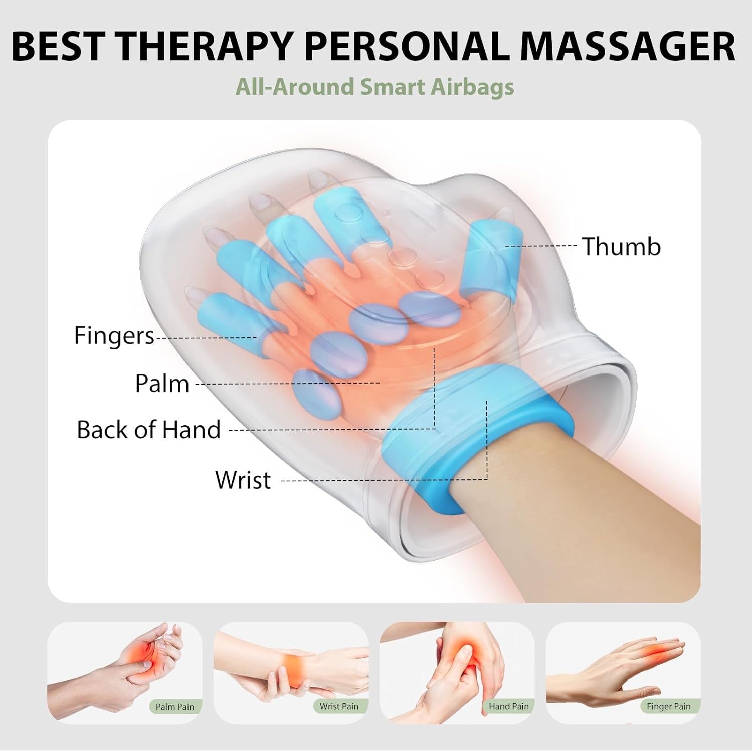 Rankų ir riešų masažuoklis Reach Smart Hand Massager pilkas