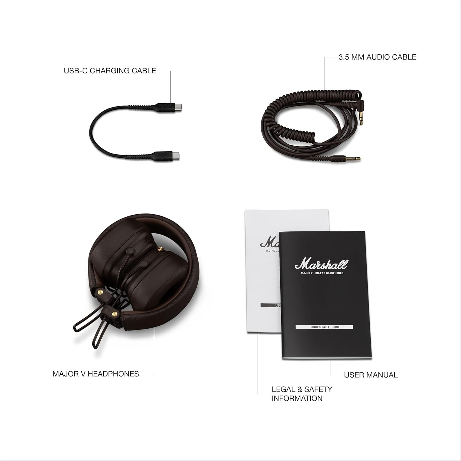 Belaidės ausinės Marshall Major V On-Ear Bluetooth rudos