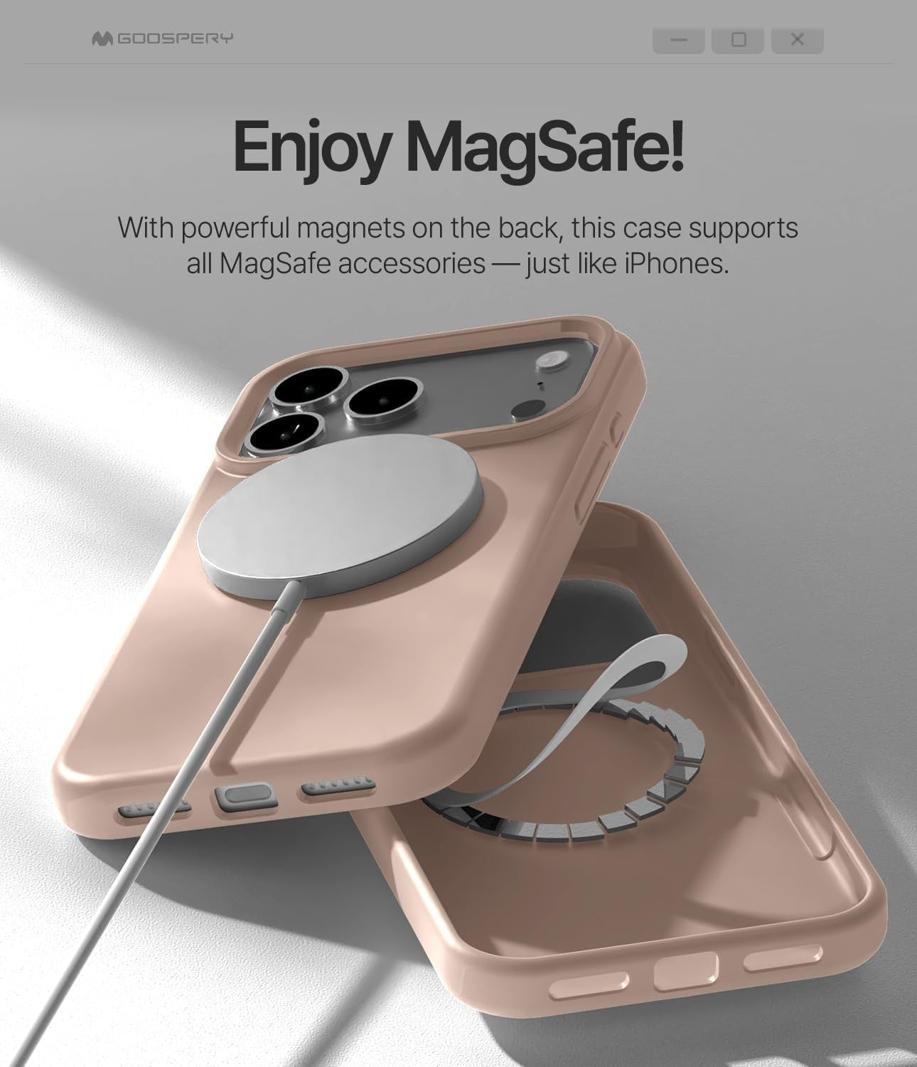 Dėklas Mercury Pure Magsafe Silicon Case Apple iPhone 17 Pro rožinio smėlio