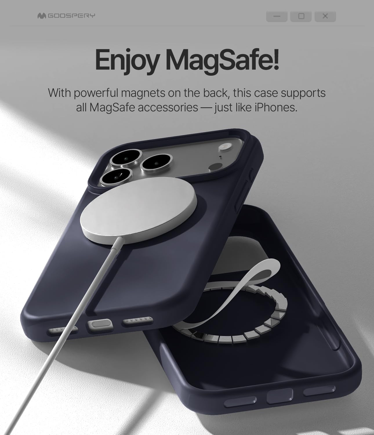 Dėklas Mercury Pure Magsafe Silicon Case Apple iPhone 17 Pro tamsiai mėlynas