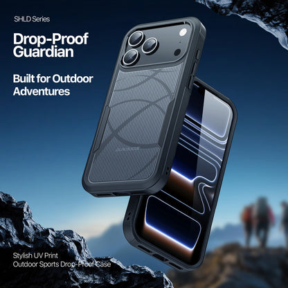 Dėklas Dux Ducis Shld Apple iPhone 17 Pro juodas (Contour Pattern)