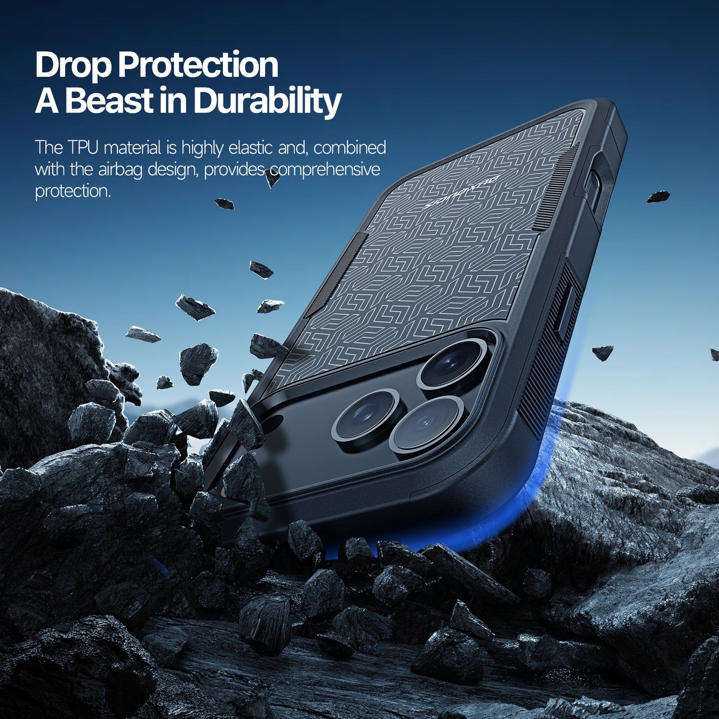 Dėklas Dux Ducis Shld Apple iPhone 17 Pro juodas (Triangle Pattern)
