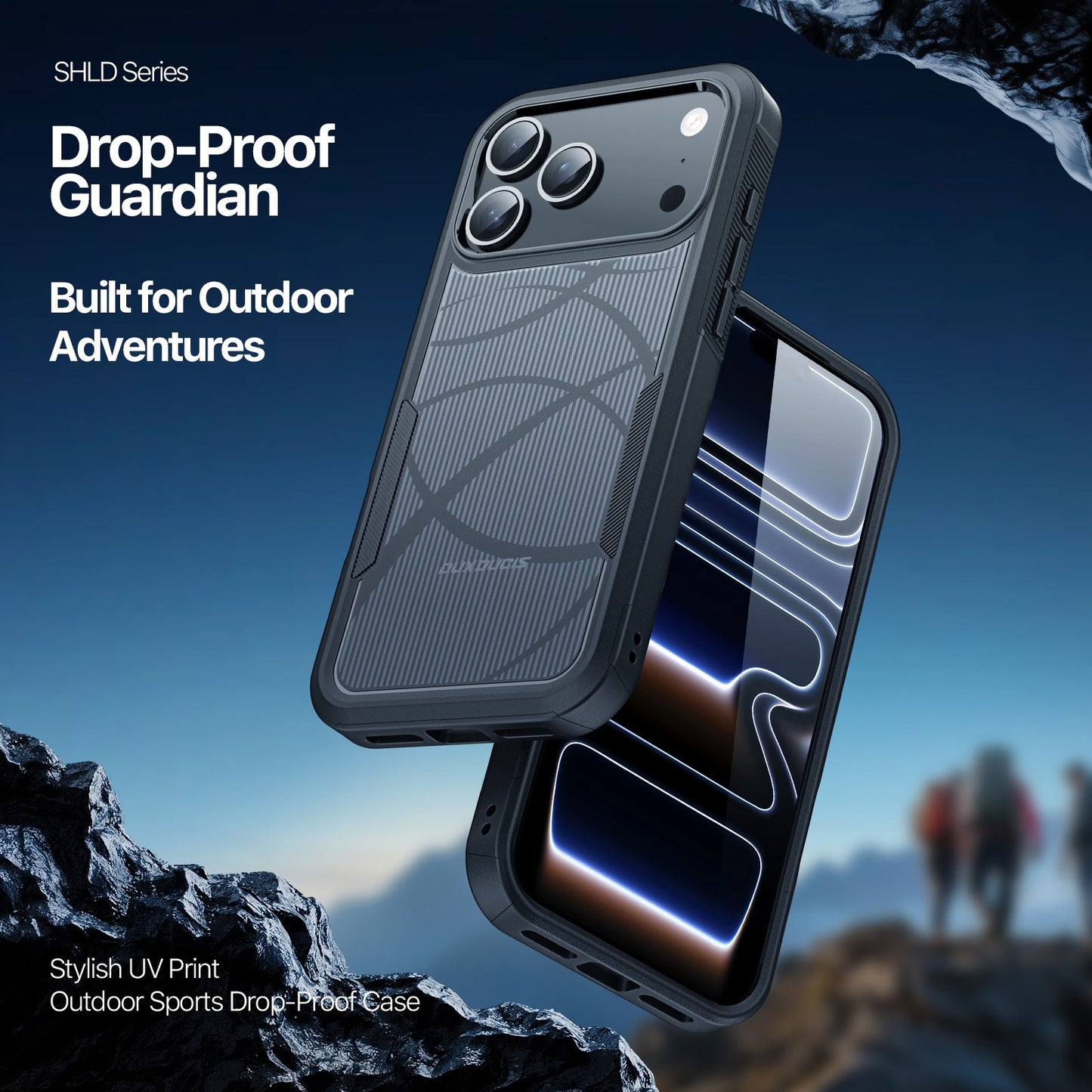 Dėklas Dux Ducis Shld Apple iPhone 17 Pro Max juodas (Umbra Pattern)
