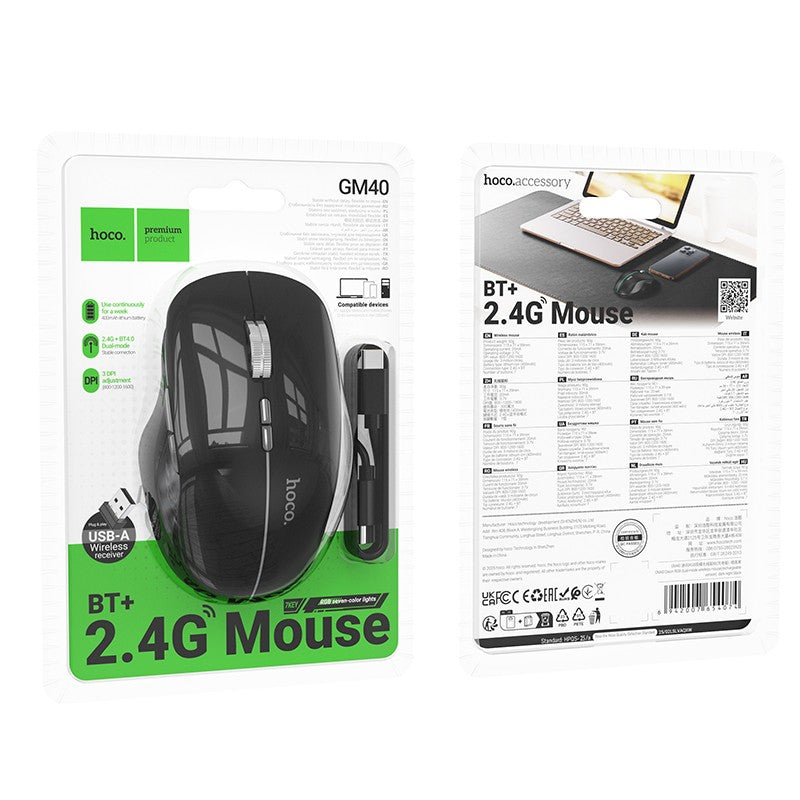 Belaidė pelė Hoco GM40 RGB juoda