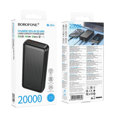 Išorinė baterija Power Bank Borofone BJ80A 22.5W 20000mAh juoda