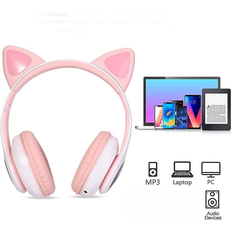 Belaidės ausinės Reach Cat Glow rožinės