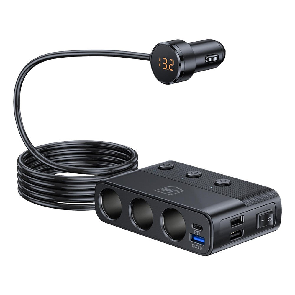 Automobilinis įkroviklis 3mk Car Power Splitter 120W 3xUSB-A/USB-C/3xDC