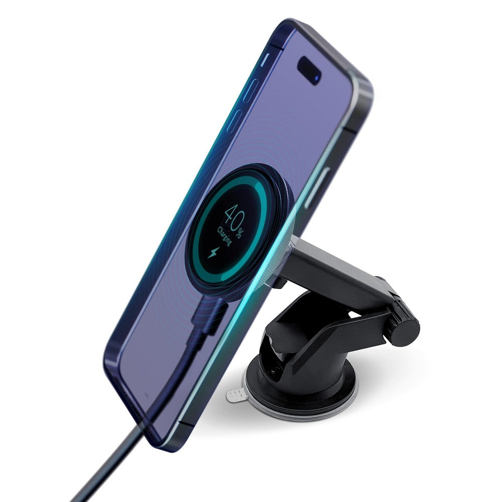 Automobilinis laikiklis-įkroviklis 3mk Car MagCharger 15W (windshield/dashboard) juodas