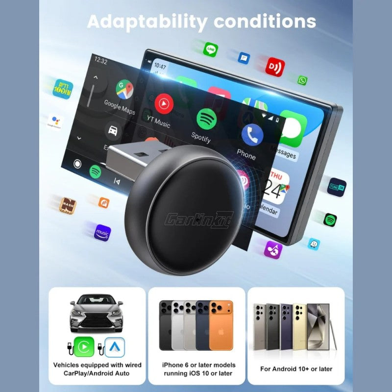 Belaidis CarPlay/Android Auto adapteris Carlinkit Mini Ultra3 juodas