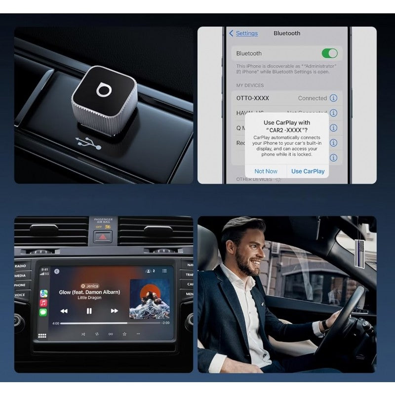 Belaidis CarPlay/Android Auto adapteris Ottocast Mini Cube juodas CP88-T2