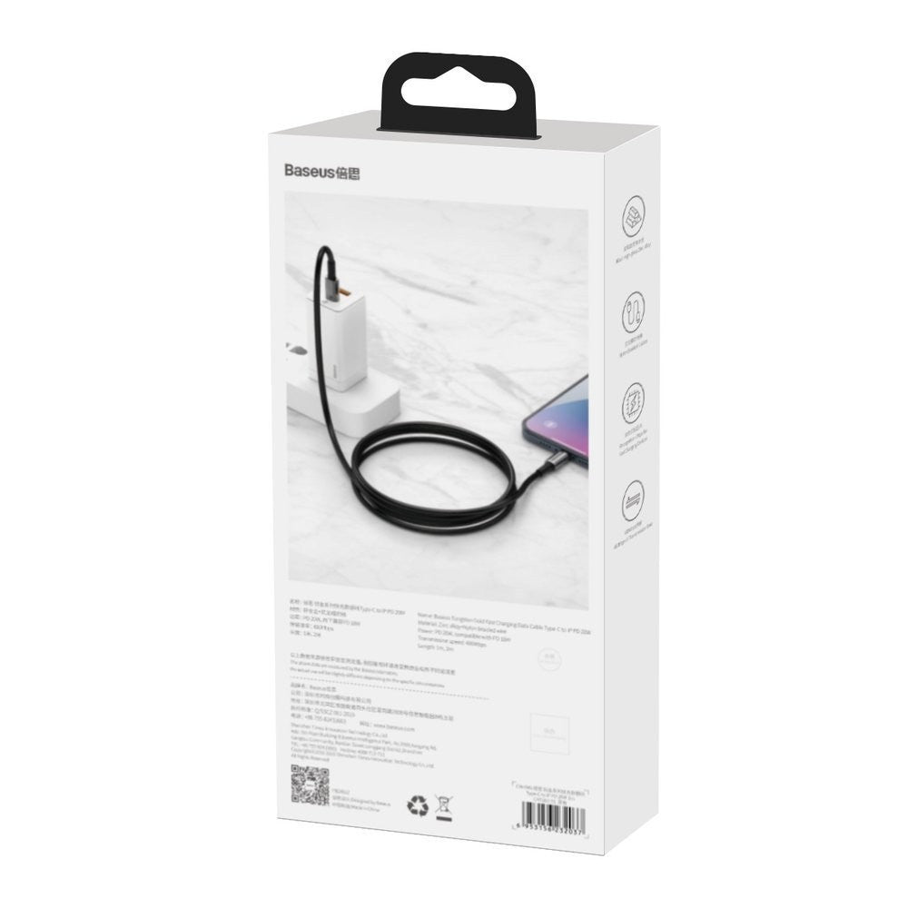 USB kabelis Baseus Tungsten PD20W USB-C to Lightning 1.0m juodas CATLWJ-01