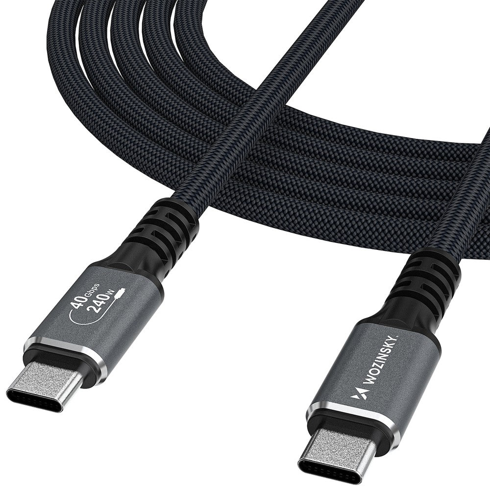 USB kabelis Wozinsky WPS-UY41S USB-C Thunderbolt 4 240W 1.0m juodas