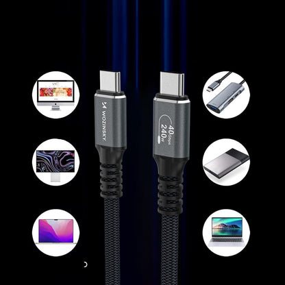USB kabelis Wozinsky WPS-UY41S USB-C Thunderbolt 4 240W 1.0m juodas