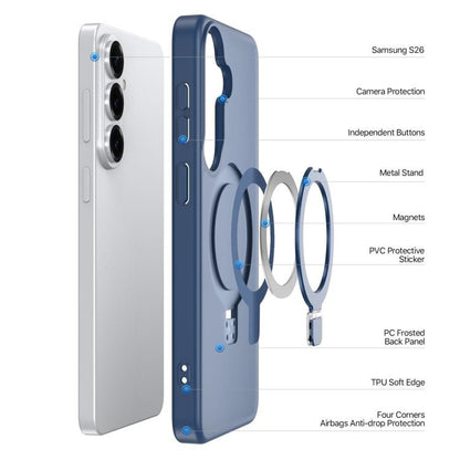 Dėklas Dux Ducis Yind Magnetic Stand Samsung S942 S26 tamsiai mėlynas