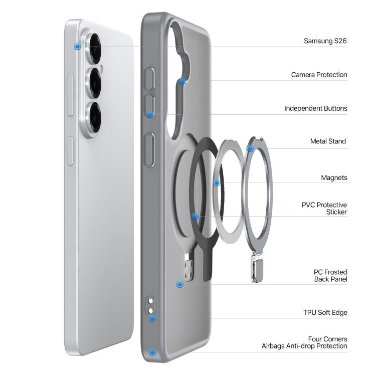 Dėklas Dux Ducis Yind Magnetic Stand Samsung S942 S26 pilkas