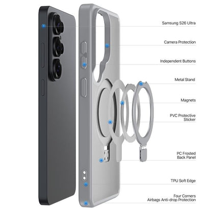 Dėklas Dux Ducis Yind Magnetic Stand Samsung S948 S26 Ultra pilkas