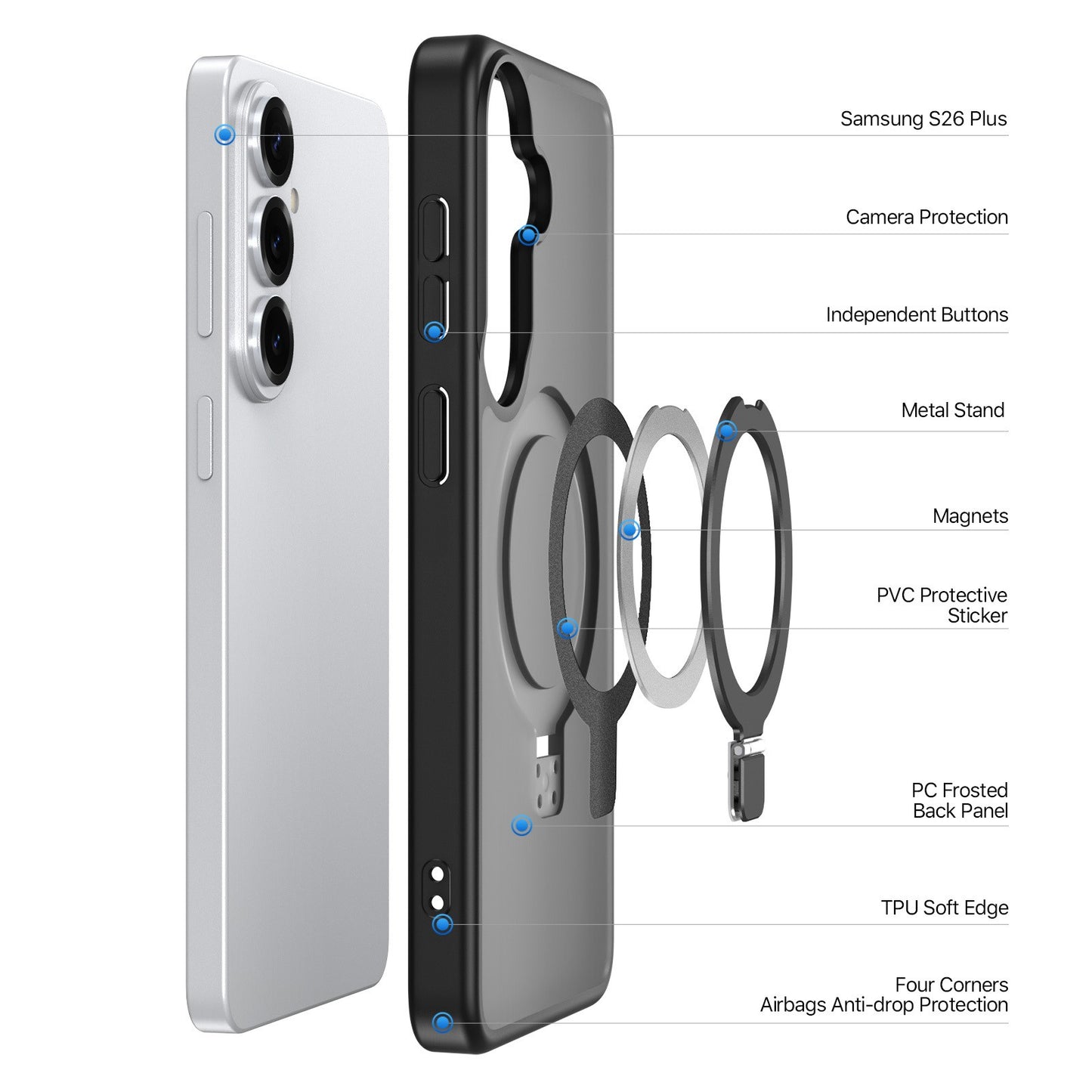 Dėklas Dux Ducis Yind Magnetic Stand Samsung S947 S26 Plus juodas