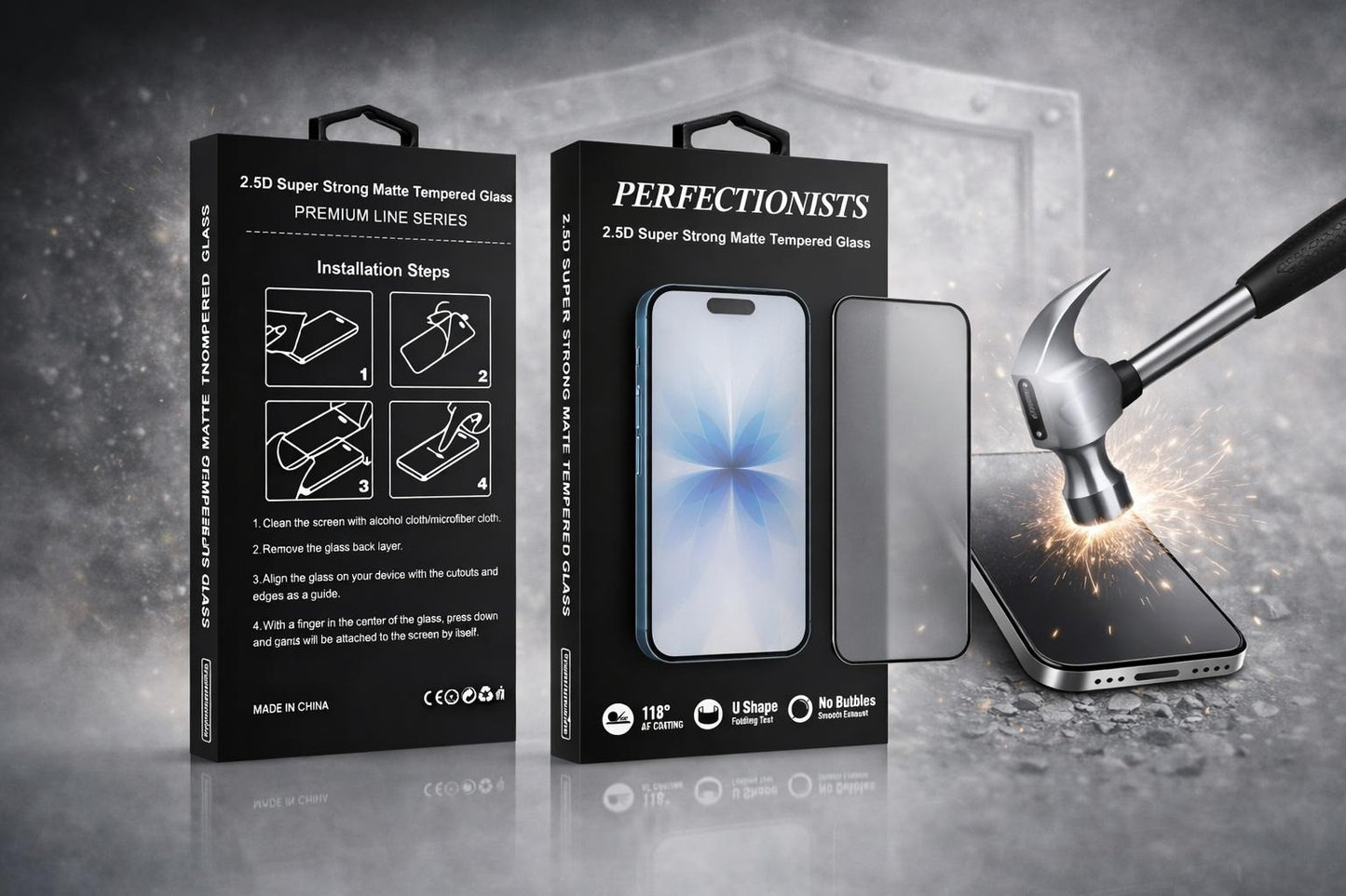 LCD apsauginis stikliukas Perfectionists 2.5D Super Strong Matte Tempered Glass Apple iPhone 15 Pro Max juodas