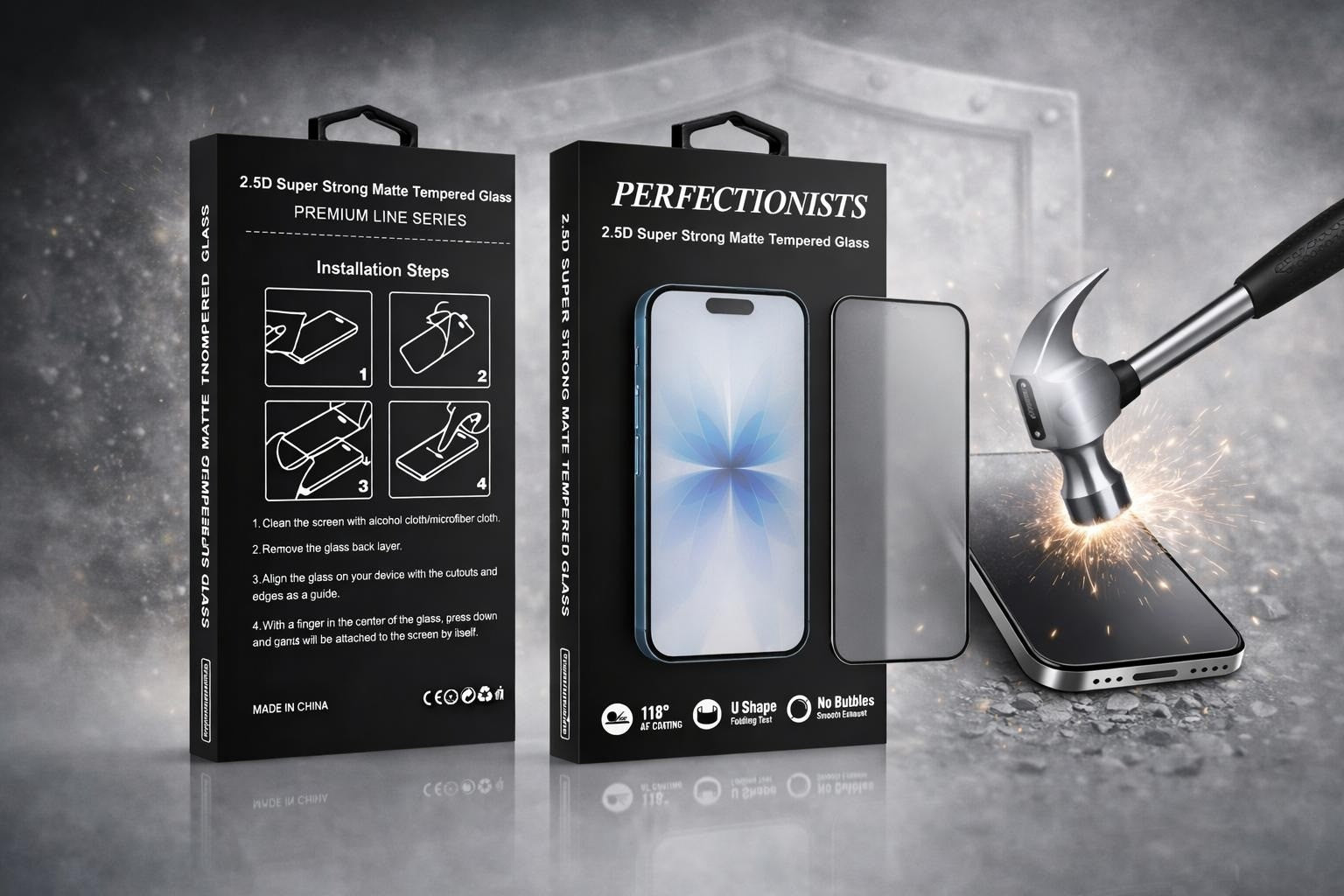 LCD apsauginis stikliukas Perfectionists 2.5D Super Strong Matte Tempered Glass Apple iPhone 15/16 juodas