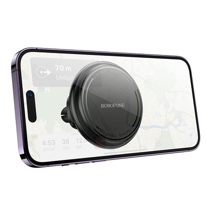 Automobilinis telefono laikiklis Borofone BH135 MagSafe (air vent) juodas