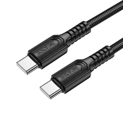 USB kabelis Borofone BX116 60W USB-C to USB-C 1.0m juodas