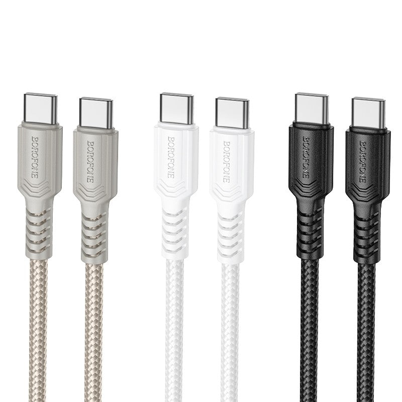 USB kabelis Borofone BX116 60W USB-C to USB-C 1.0m baltas