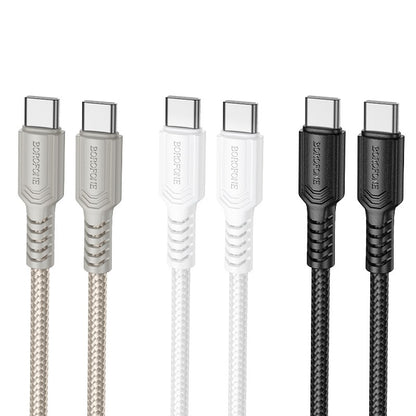 USB kabelis Borofone BX116 60W USB-C to USB-C 1.0m baltas