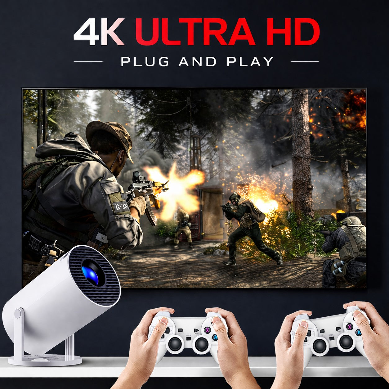 Žaidimų projektorius Reach G300 Pro+ Gaming baltas