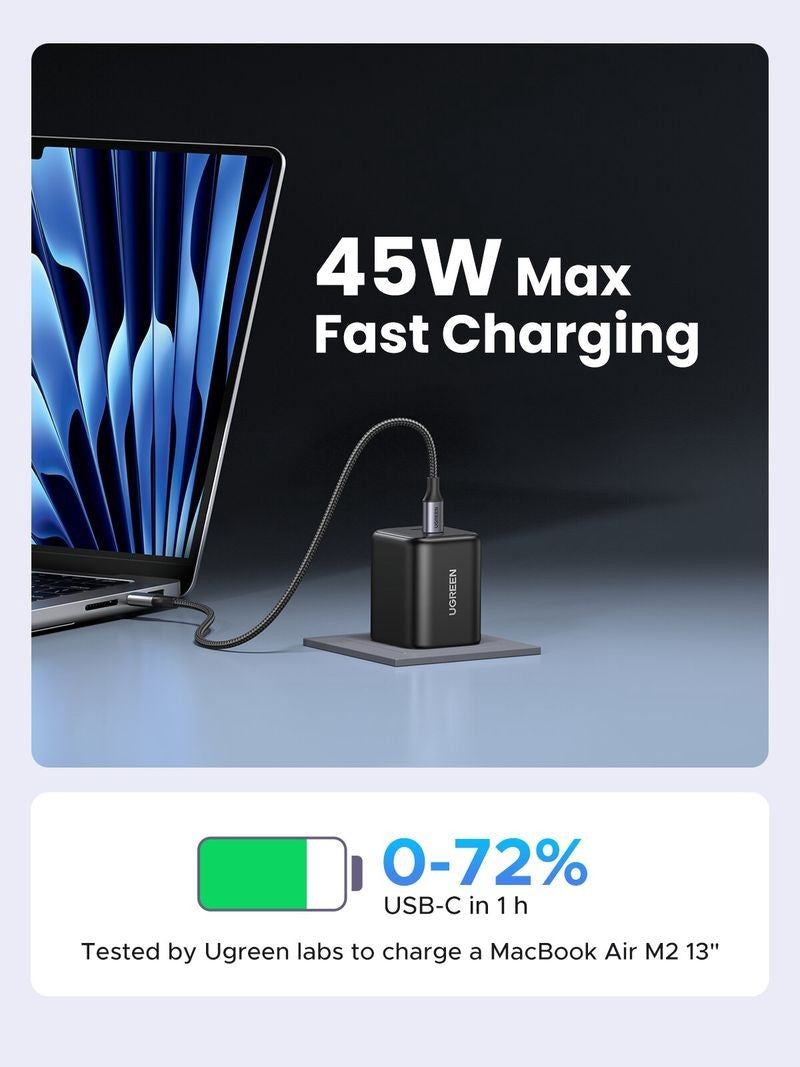 Įkroviklis Ugreen X526 GaN 45W 2xUSB-C juodas (65058)