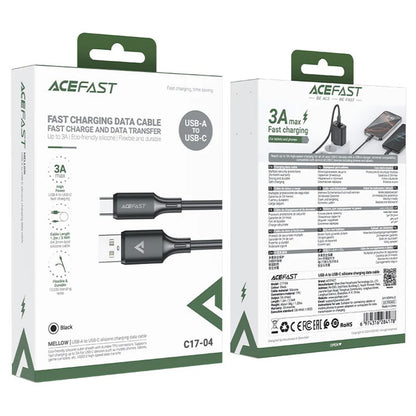 USB kabelis Acefast C17-04 USB-A to USB-C 1.2m juodas