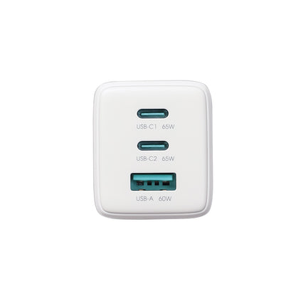 Įkroviklis Joyroom JR-TG10 GaN 65W 2xUSB-C/USB-A + USB-C to USB-C 100W 1.2m cable baltas