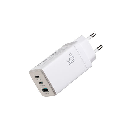 Įkroviklis Joyroom JR-TG10 GaN 65W 2xUSB-C/USB-A + USB-C to USB-C 100W 1.2m cable baltas