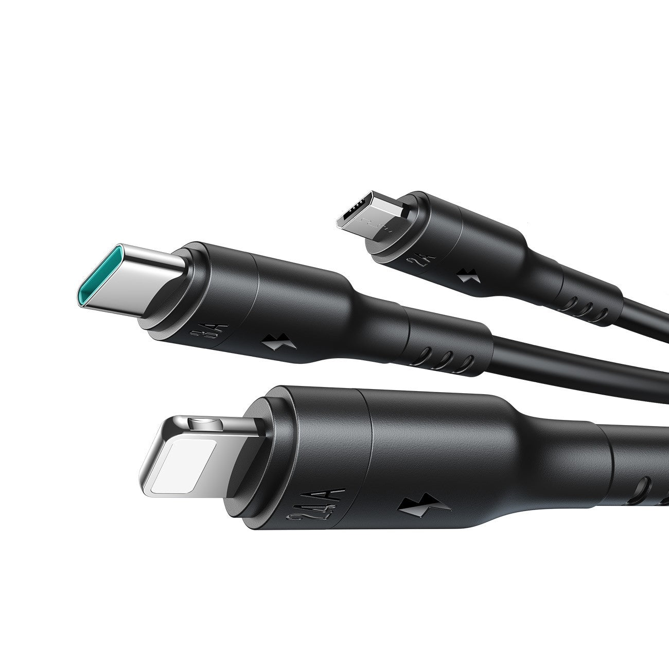 USB kabelis Joyroom S-A61 USB-A to USB-C/Lightning/MicroUSB 3.5A 1.2m juodas