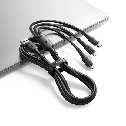 USB kabelis Joyroom S-A61 USB-A to USB-C/Lightning/MicroUSB 3.5A 1.2m juodas