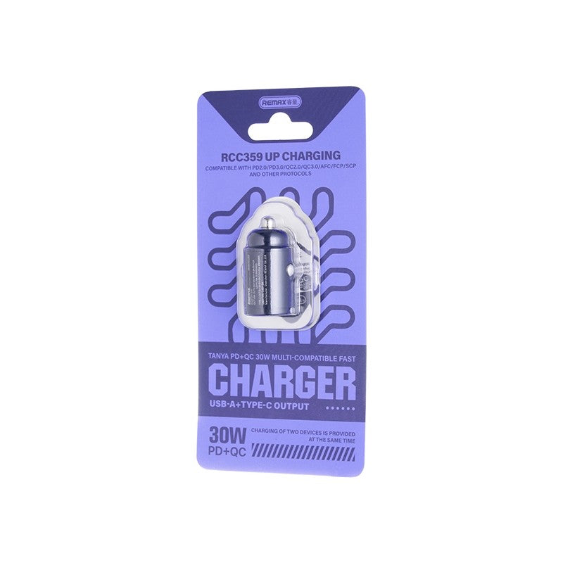 Automobilinis įkroviklis Remax RCC359 30W USB-C/USB-A juodas