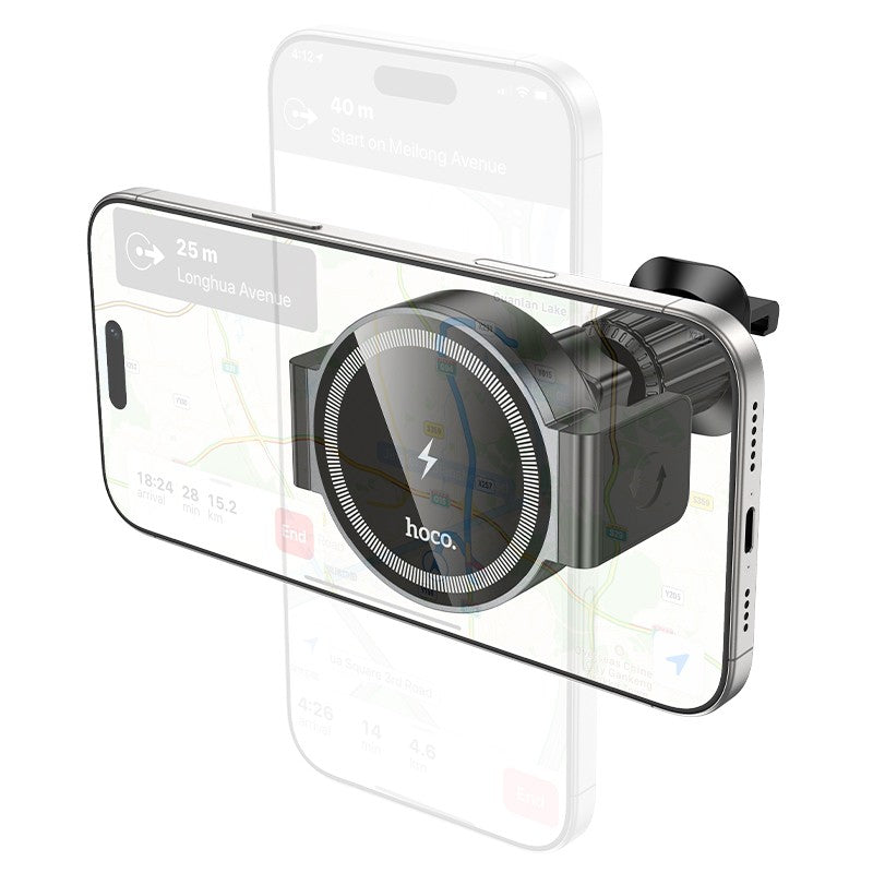 Automobilinis laikiklis-įkroviklis Hoco HW35 MagSafe 15W (air vent) juodas